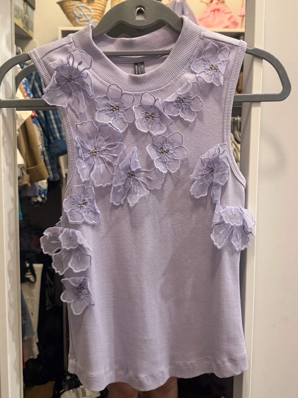 Lavender Floral Appliqué Top